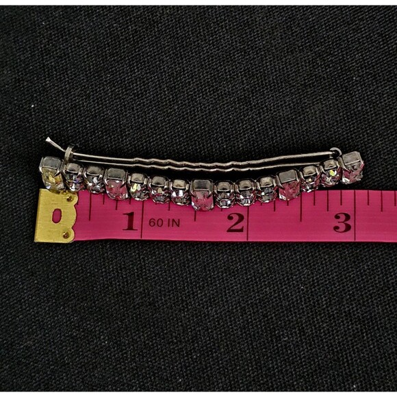 ART DECO Prong Set Crystal Barrett French Clasp Silver Tone Beauty 3.15"RARE EUC - Picture 8 of 9